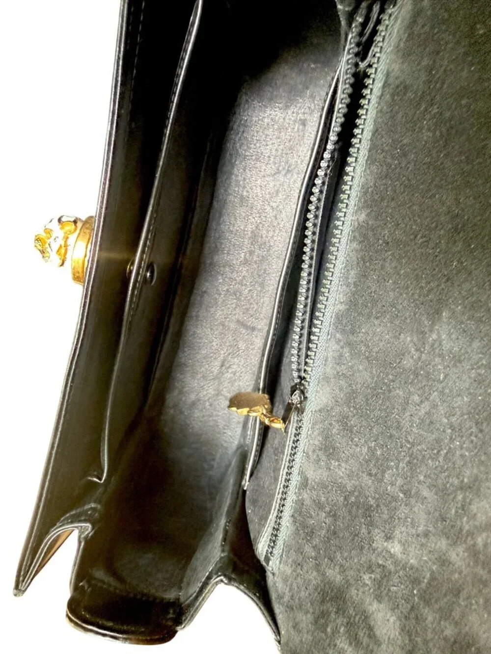Gucci Black Patent Leather Top Handle Bag RARE VINTAGE